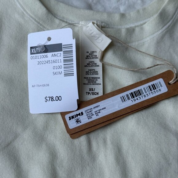 Skims Cotton Jersey T-Shirt Bone – Size XS – NWT - Picture 4 of 4